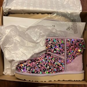Ugg Womens Classic Mini Stellar Sequin pink